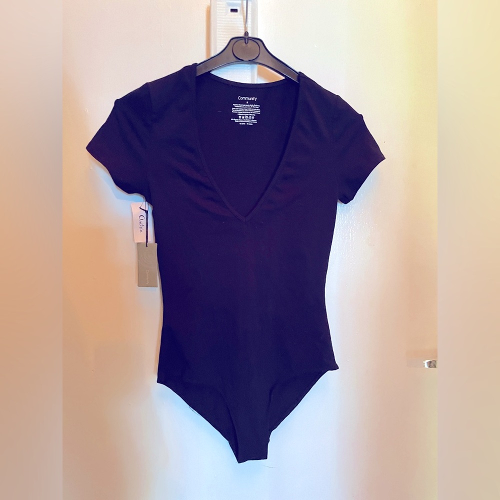Aritzia Community Aquaforte body suite v-neck.